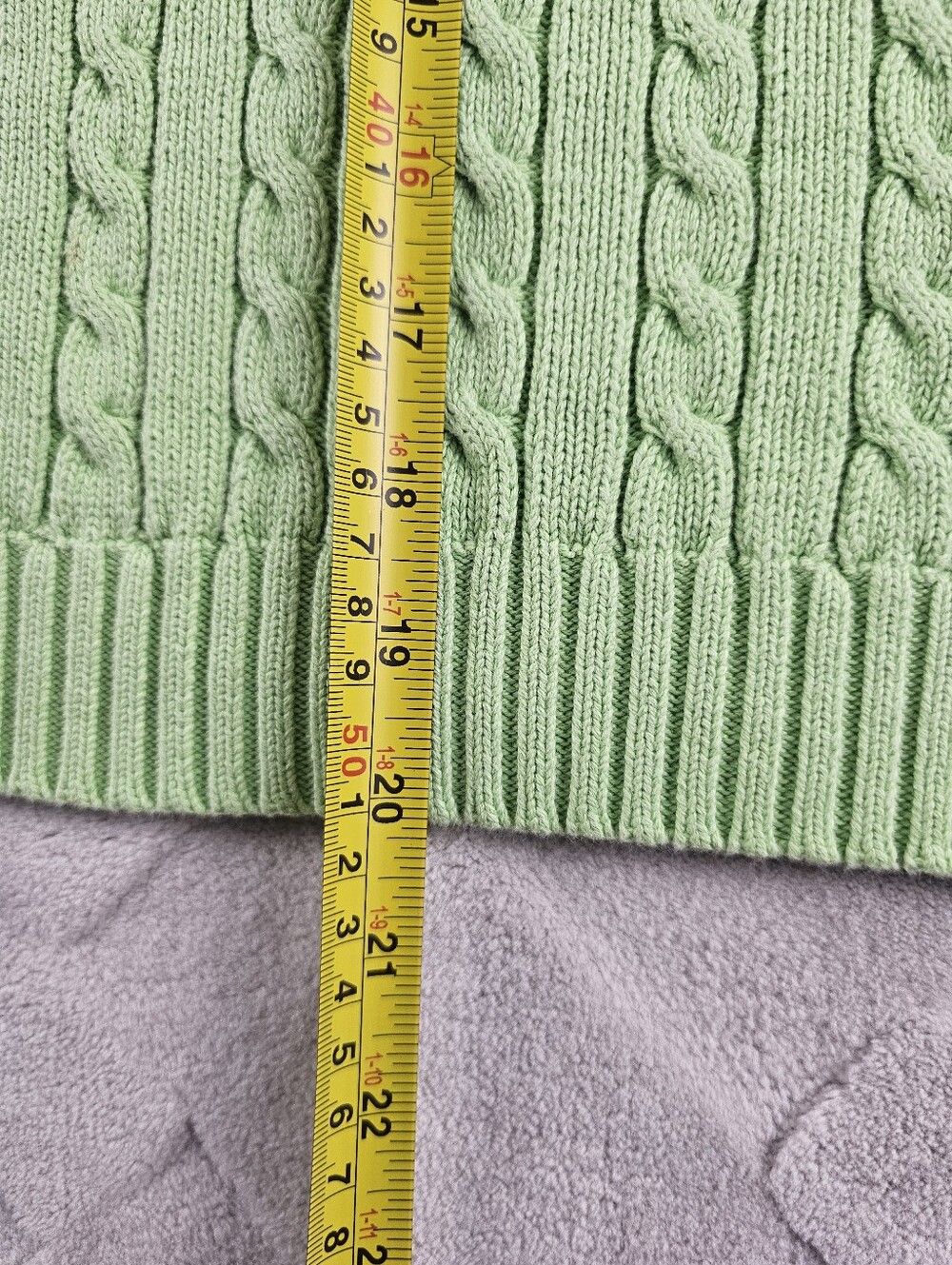 Lauren Ralph Lauren Light Green Cable Knit Sweater Womens Extra Large - Picture 5 of 8